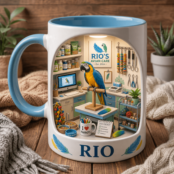 Personalized Parrot Owner Mug Custom Bird Lover Coffee Cup with Parrot Name Gift