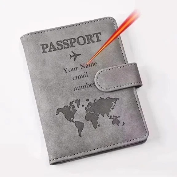 Personalized Passport Cover for Couples - Custom Name Engraved Travel Wallet with ID & Card Holder - Matching His & Hers Gift Se