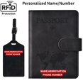 thumbnail image 1 of Personalized Passport Holder, Anti-lost Passport Wallet Cover Case with Luggage Card for Travel Must Haves Accessories,Passport Book Holders for Women and Men, Black, 1 of 8