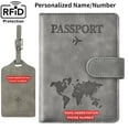 thumbnail image 1 of Personalized Passport Holder, Anti-lost Passport Wallet Cover Case with Luggage Card for Travel Must Haves Accessories,Passport Book Holders for Women and Men, Gray, 1 of 8