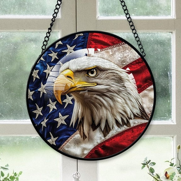 Personalized Patriotic Eagle Suncatcher Stained Glass, Patriotic Eagle Stained Glass Window Hanging Patriotic Eagle Sun Catchers Indoor Window Décor BF82rE