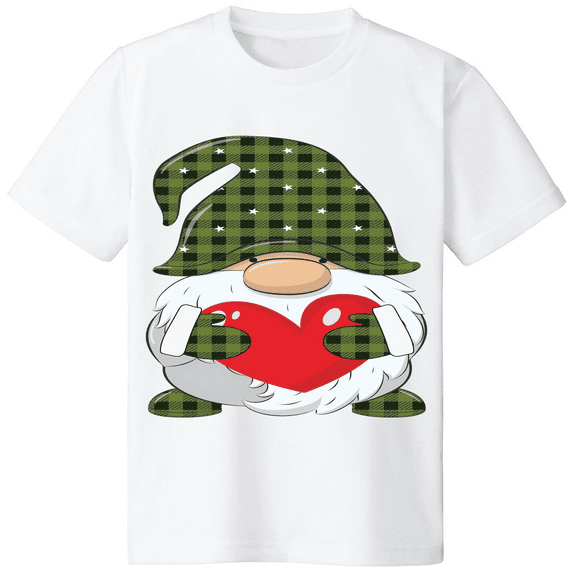 Personalized Pattern Cute Santa Claus Green Stripe Hat Love Marry Christmas Short Sleeves 3508266_white