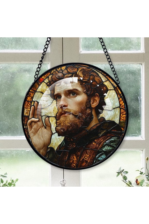 Personalized Paul The Apostle Suncatcher Stained Glass Suncatchers, Paul The Apostle Ornament for Sun Catcher Indoor Window, Paul The Apostle Painted Glass Panel Décor LHFPTd