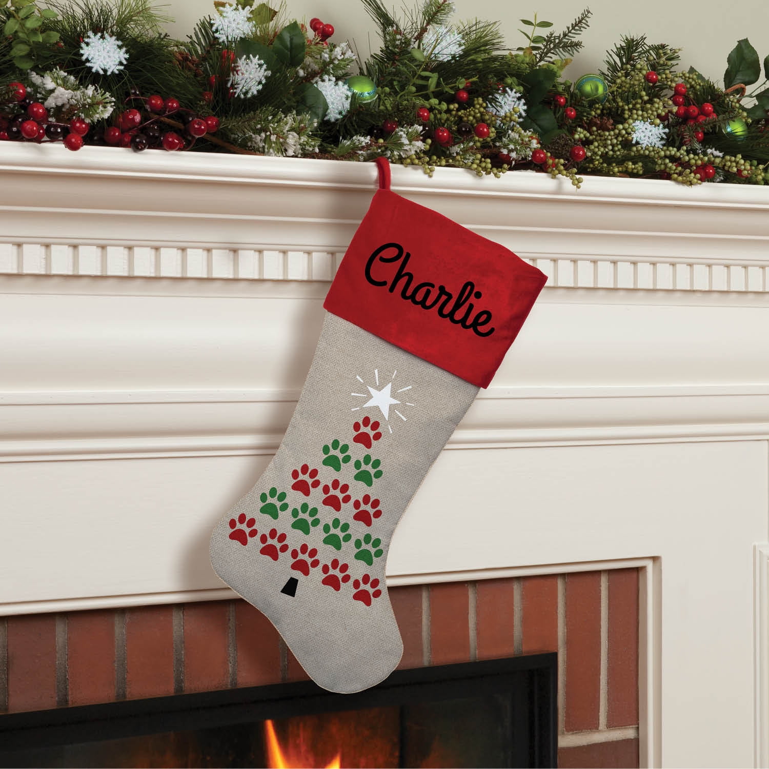 Personalized Paw Prints Christmas Stocking