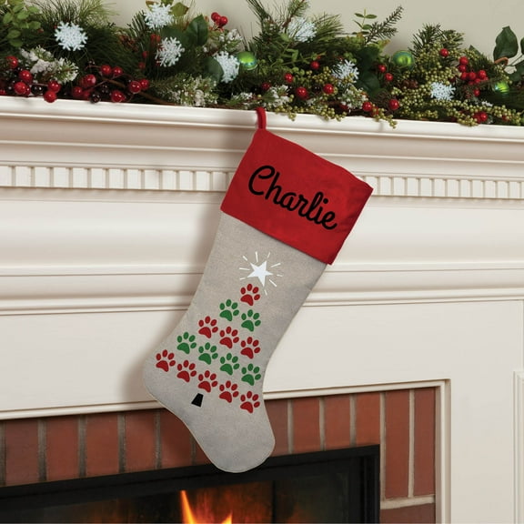Personalized Paw Prints Christmas Stocking