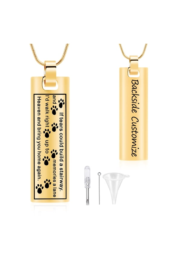 Personalized Paw with Prayer Print Pendent for Ashes and Chain Pet Cremation Jewelry for Ashes Urn Necklace Lockets for Cat Dog Ashes Holder