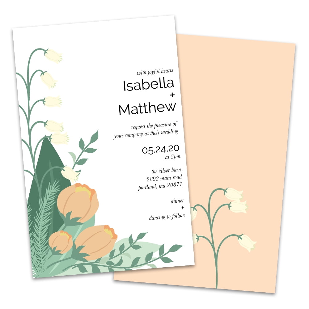Personalized Peachy Wildflowers Wedding Invitation