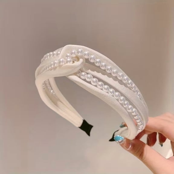 Personalized Pearl Hairband for Women - Fashionable Wide Edge Clip with Knot Design