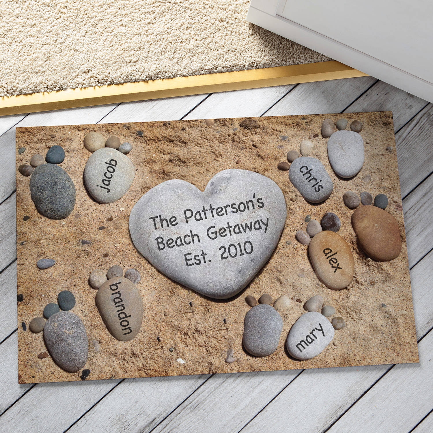 Personalized Pebble Feet Doormat Available In Multiple Names