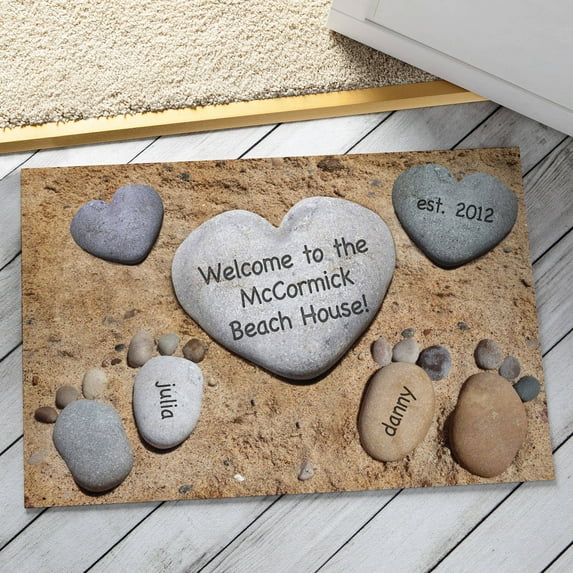 Personalized Pebble Feet Doormat Available In Multiple Names
