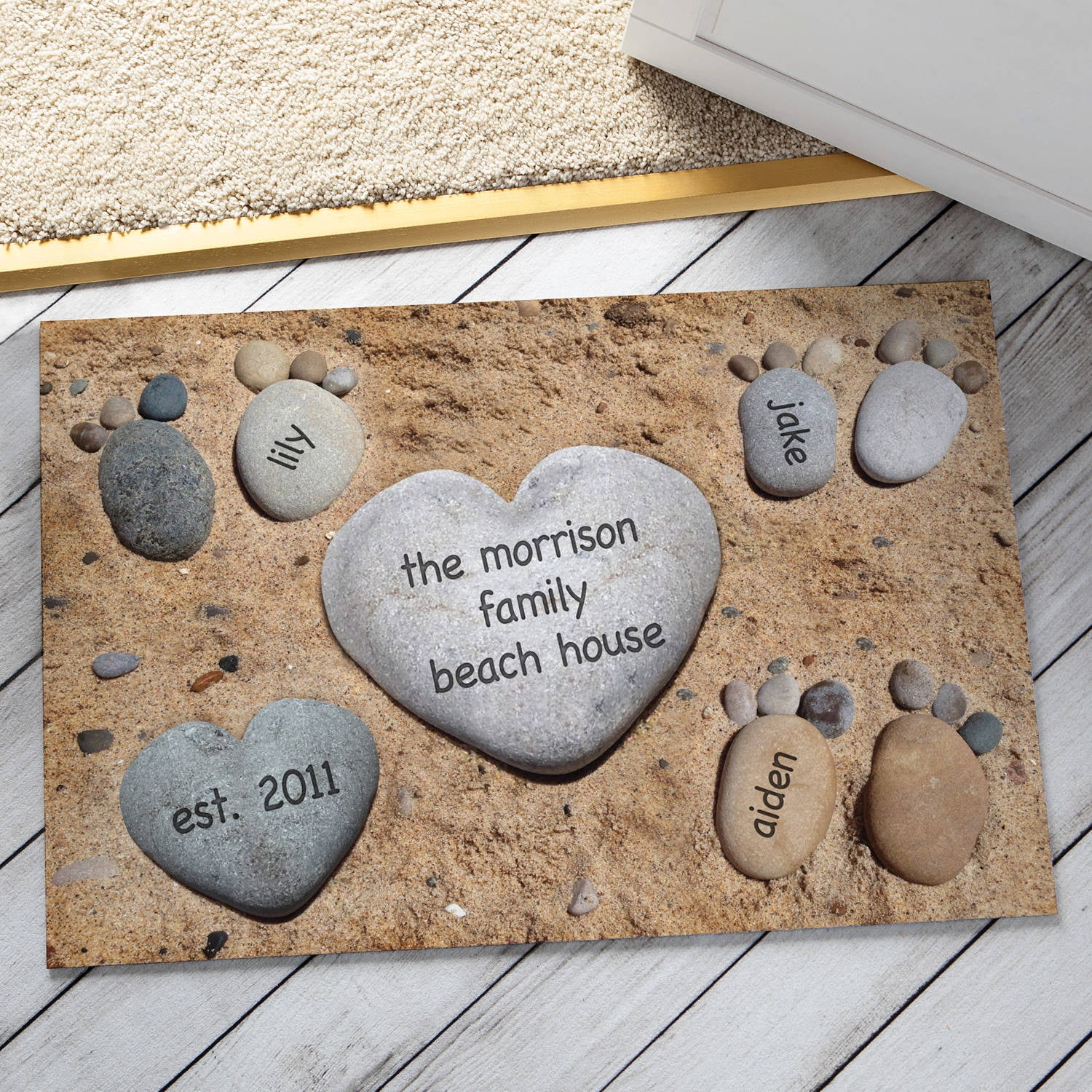 Personalized Pebble Feet Doormat Available In Multiple Names