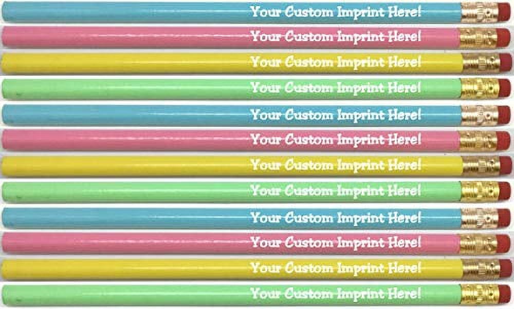 Personalized Pencils Round Pastel Colors Custom Printed with your