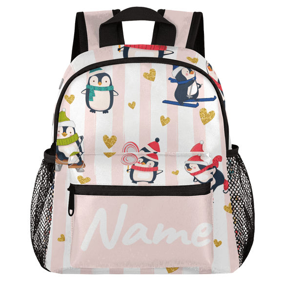 Personalized Penguin Mini Backpack, Custom Name Small Backpack for Everyday, Cute Animal Print Daypack