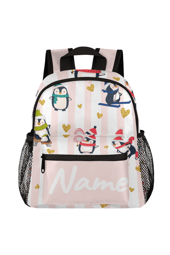 Personalized Penguin Mini Backpack, Custom Name Small Backpack for Everyday, Cute Animal Print Daypack