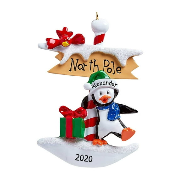Personalized Penguin Ornaments 2024 - North Pole Penguin Christmas Tree Ornament, Animal Lover Gifts