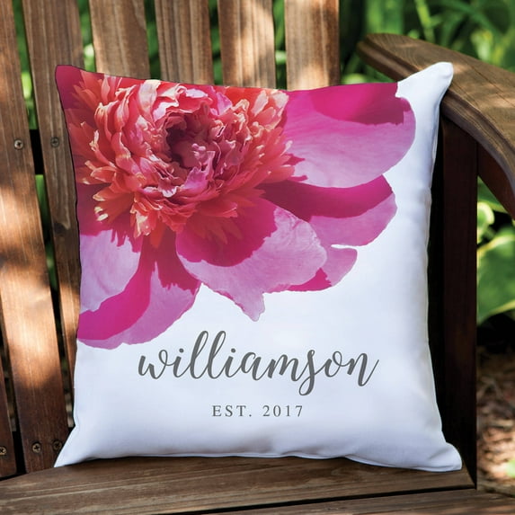 Personalized Peony Throw Pillow