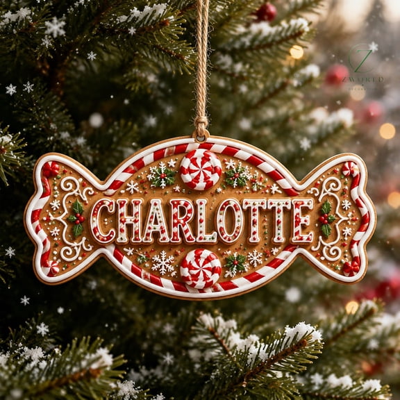 Personalized Peppermint Candy Christmas Ornament Charlotte Gift