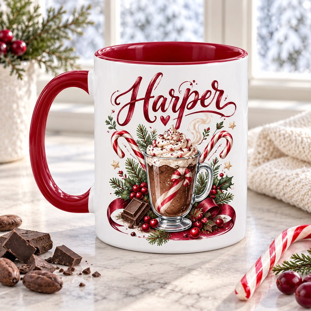 Cholate Gift Personalized Peppermint Cocoa Mug, Candy Cane Winter Gift - Walmart.com