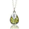 thumbnail image 1 of Personalized Peridot Necklace, August Teardrop Birthstone Necklace, Bridesmaid Necklace, Custom Initial Necklace, Birthday Gift for Her - 20" Silver Plated, 1 of 5