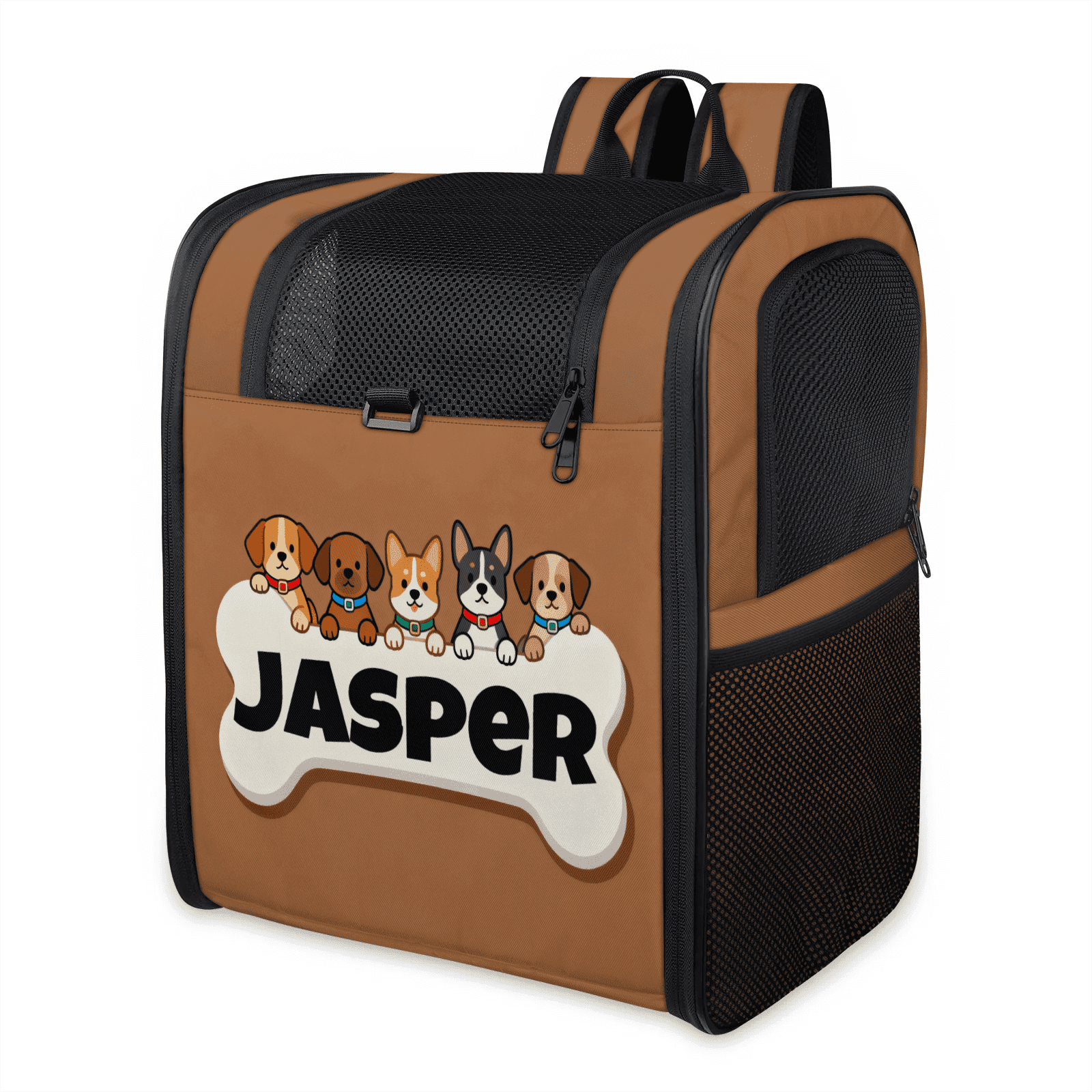 Personalized Pet Backpack Carrier for Cats and Puppies,Breathable Mesh,Custom Name Pet Travel Bag with Escape Proof Lock & Removable Pad