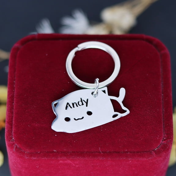 Personalized Pet Cat Keychain Custom Engrave Name Key Chain Stainless Steel Animal Memorial Keyring Birthday Gift Jewelry