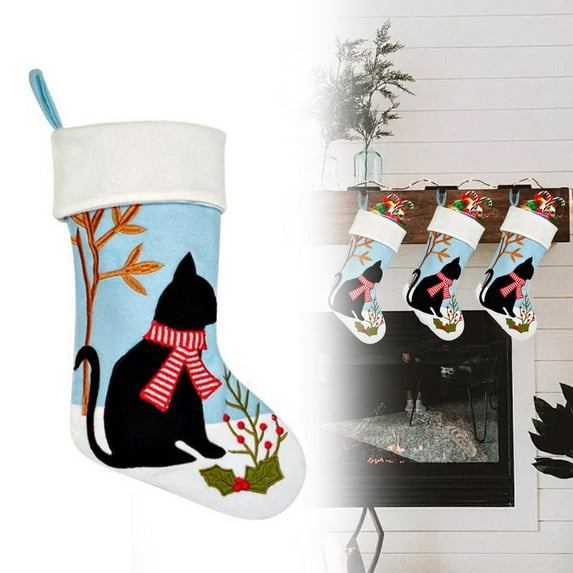 Personalized Pet Christmas Socks for Cats and Dogs 1 Large Custom Embroidered Pet Cat and Dog Name Christmas Socks Christmas Home Decoration Fireplace Hanging Socks