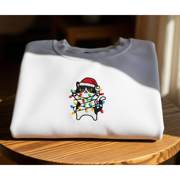 Personalized Pet Christmas Sweater Using Pet Photo + Name, Custom Cat Holiday Sweatshirt, Custom Cat Pullover Jumper, Cat Crewneck Hoodie