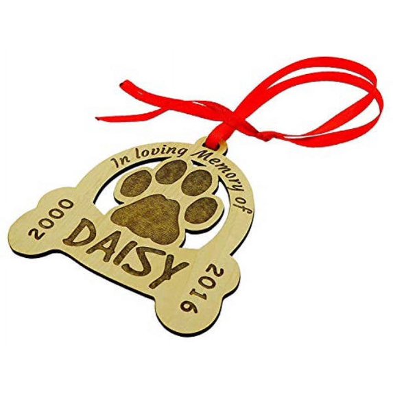 Personalized Pet Dog Memorial Wood Engraved Christmas Ornament Personalized Tree Hanging with Gift Box