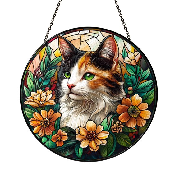 Personalized Pet Glass Style Suncatcher – Custom Window Hanging Decorative Art