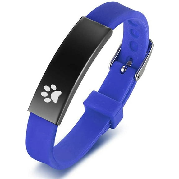 Personalized Pet Jewelry for Adults Teens Pet Lovers Gift Best Dog Dad Dog Mom Silicone Bracelet Dogfather Pet Gift for Birthday Anniversary, Blue