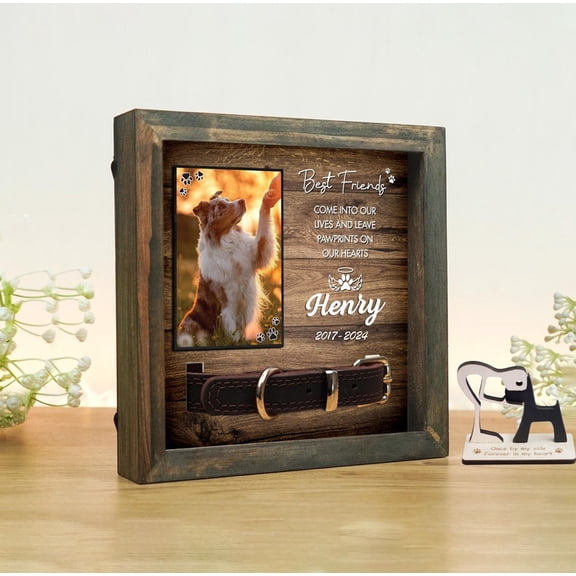 Personalized Pet Memorial Collar Frame, Dog Loss Remembrance Keepsake, Pet Sympathy Gift, Custom Photo Frame with Collar Holder
