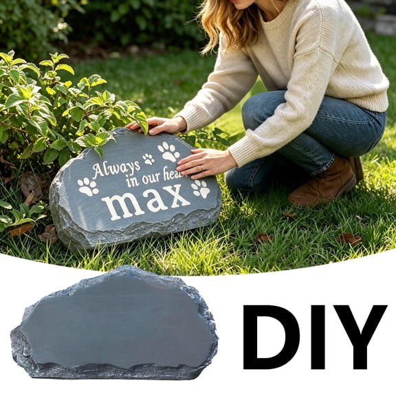 Personalized Pet Memorial Stone, Mountain Shape Pet Grave Marker Tombstone Garden Stone, Customizable Name&Datefor Dogs, Cats, Rabbits, Hamsters and All Other Animals