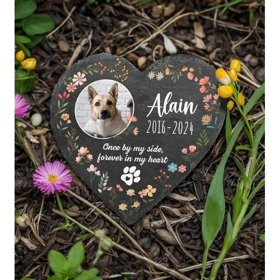 Personalized Pet Memorial Stone – Pet Loss Gift, Dog & Cat Memorial Grave Marker with Photo, Sympathy Gift & Pet Cemetery Marker