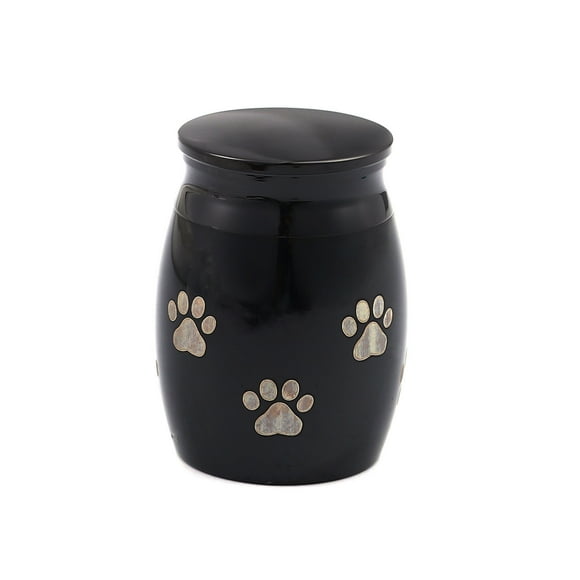 Personalized Pet Memorial Urn, Custom Mini Urn for Pet Ashes, Polished Paw Print Urn for Dog Ashes, Paw Print Urn for Cat Ashes, Engravable Pet Urn for Ashes, Ship Next Day! [Paw, Black, Engraving]