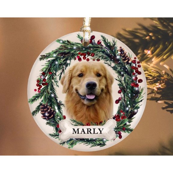 Personalized Pet Ornament, Custom Dog Christmas Ornament, Pet Memorial Ornament, Cat Christmas Photo Ornament, Pet Portrait Name Gift
