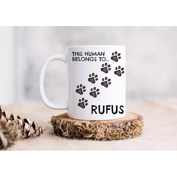 Personalized Pet Owner Coffee Mug, White Ceramic, Paw Print Design, Custom Pet Name And Paw Prints, Funny Gift for Dog And Cat Lovers, Parents, Animal Owners, Friends, 11oz