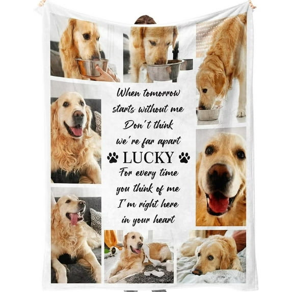 Personalized Pet Photo Blanket Dog Memorial Gifts for Loss of Dog, Dog Memorial Blanket, Customized Picture Blanket, Loss of Pet Sympathy Gift for Cats Dogs