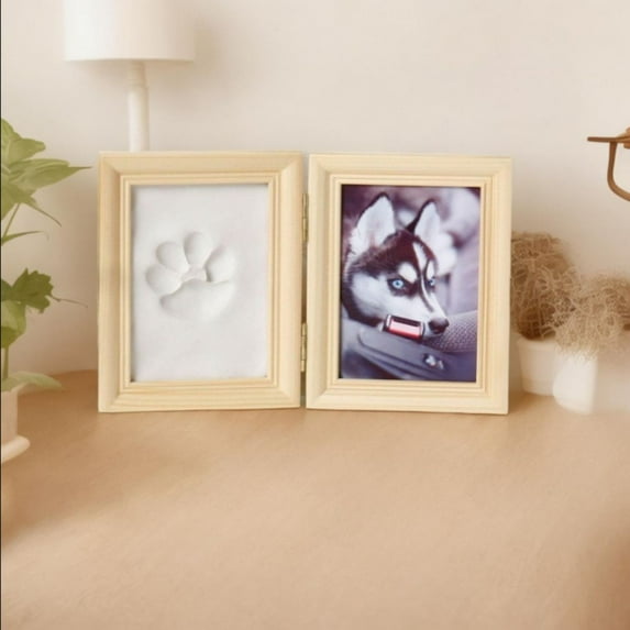 Personalized Pet Photo Frame with Paw Print Keepsake - Wooden Memorial Picture Frame for Dogs & Cats - Heartwarming Gift for Pet Lovers - Durable Home Decor for Cherished Memories