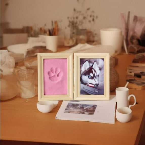 Personalized Pet Photo Frame with Paw Print Keepsake - Wooden Memorial Picture Frame for Dogs & Cats - Heartwarming Gift for Pet Lovers - Durable Home Decor for Cherished Memories