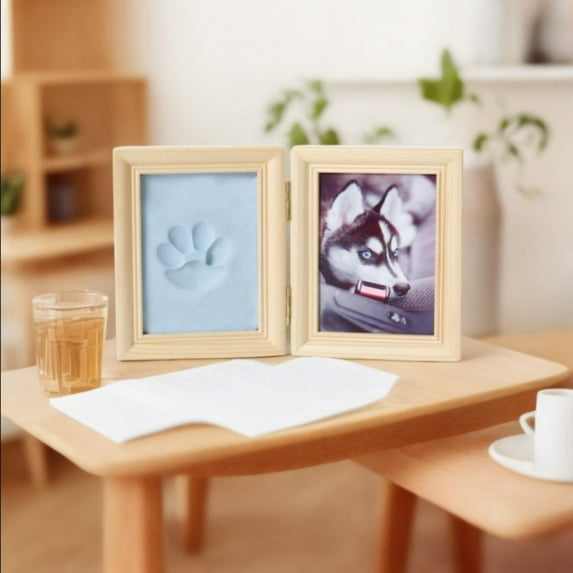 Personalized Pet Photo Frame with Paw Print Keepsake - Wooden Memorial Picture Frame for Dogs & Cats - Heartwarming Gift for Pet Lovers - Durable Home Decor for Cherished Memories