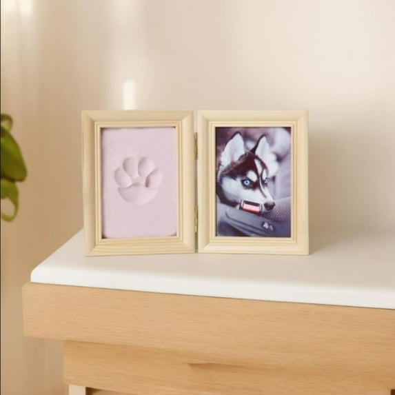Personalized Pet Photo Frame with Paw Print Keepsake - Wooden Memorial Picture Frame for Dogs & Cats - Heartwarming Gift for Pet Lovers - Durable Home Decor for Cherished Memories