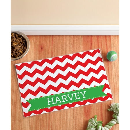 Personalized Pet Placemat - Christmas Chevon Design