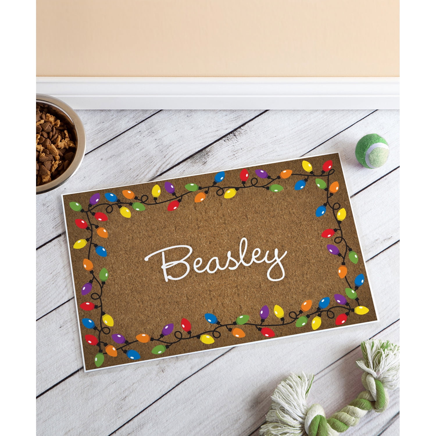 Personalized Pet Placemat - Christmas Lights - Black