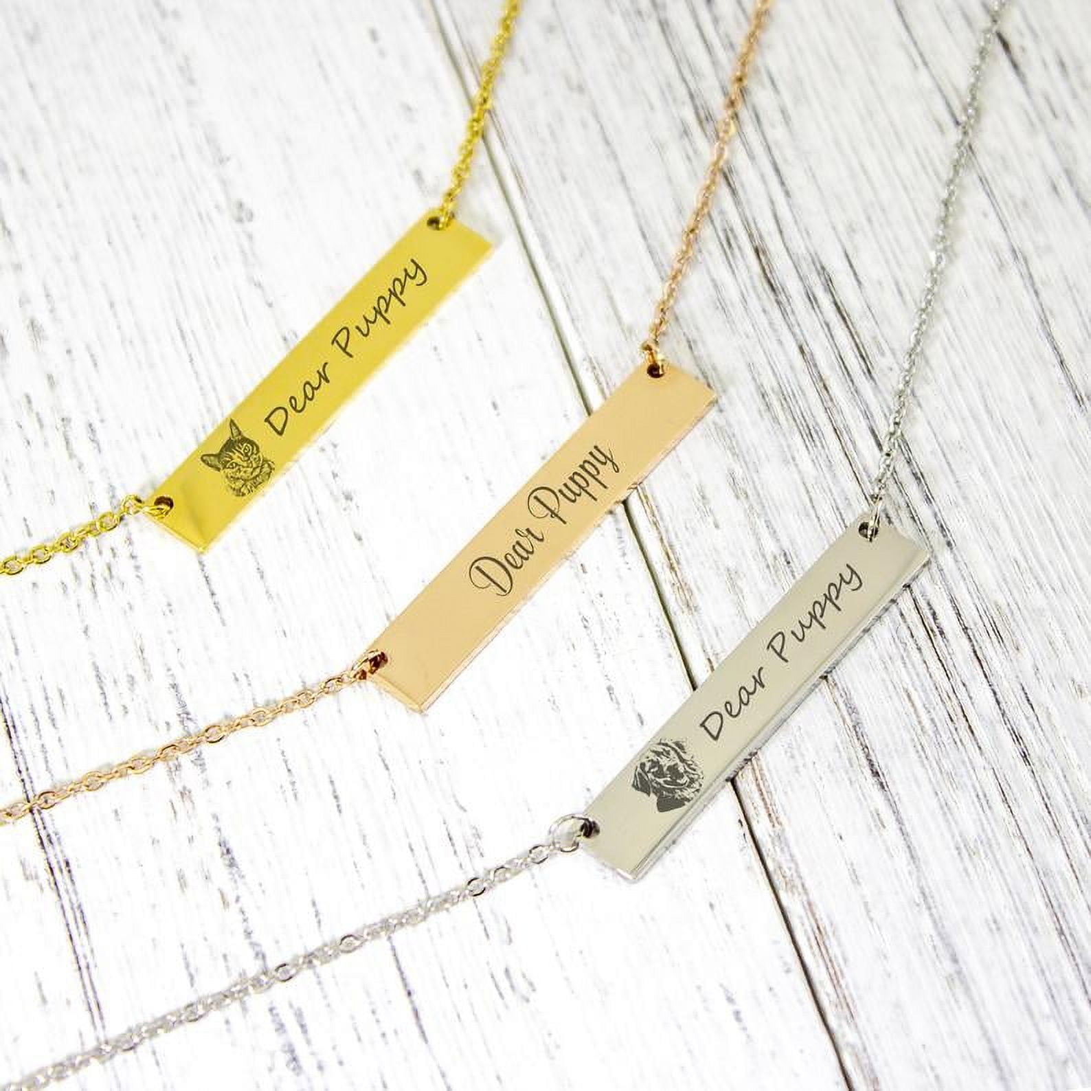 KFFKFF Stainless Steel Bar Necklace Pet Portrait Bar Necklace