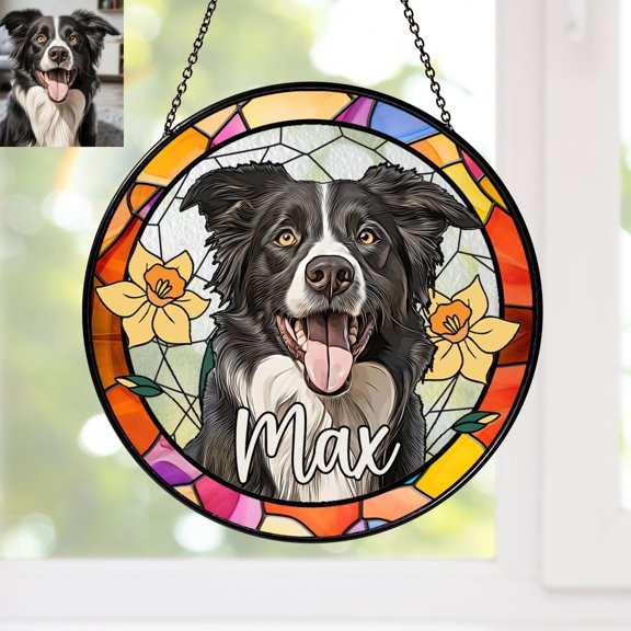 Personalized Pet Portrait Custom Dog Portrait From Photo Stained Glass Suncatcher Home Decor Pet Loss Gifts Dog Memorial Pet Keepsake