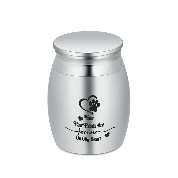 Personalized Pet Urns for Dogs Ashes, Dog Cat Urns for Ashes, Customize Pet Ashes Keepsake, Memorial Pet Urns with Paw Print, Stainless Steel Cremation Loss Pet Memorial Remembrance Gift