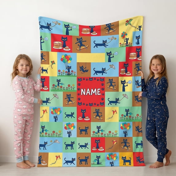 Personalized Pete The Cat Daily Activities Grid Custom Name Flannel ...