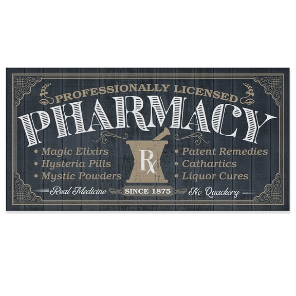 Personalized - Pharmacy - Customized Pharmacy Sign and Home Decor, Medical Store Decoration, Great Gift for Pharmacists and Pharmacy Technicians, Vintage Wood Style Look 18x36 Stretched Canvas Art