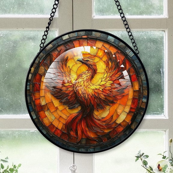 Personalized Phoenix Suncatcher Stained Glass, Phoenix Originally Designed , Phoenix Suncatchers for Indoor Window, Beautiful Gifts 8fBYUS