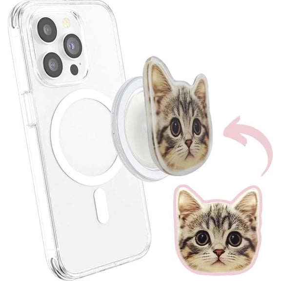 Personalized Phone Grip Magnetic with Photo - Custom Funny Gifts Griptok Face Cut